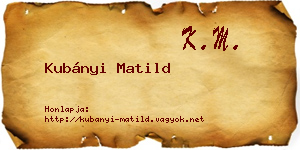 Kubányi Matild névjegykártya